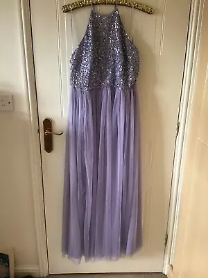 Women’s Lilac Sequin Bodice Bridesmaid Prom Party Dress 12 Ankle Length • £10