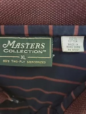 The Masters Clubhouse Collection Men's Polo Shirt Italy Navy Striped Size XL • $24.97