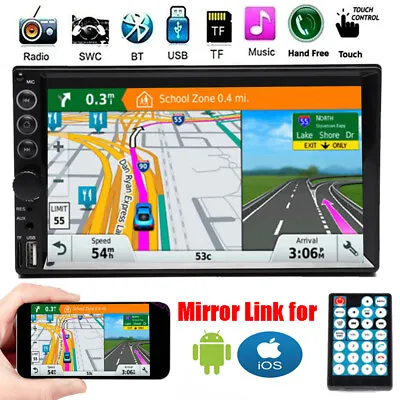 Double 2Din 7  Car Stereo Touch Screen Bluetooth Radio FM AM Mirror Link For GPS • $39.10