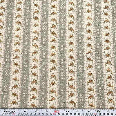 Mary Rose Collection Quilt Gate Striped Florals Cream Cotton By The HALF YARD • $6.50