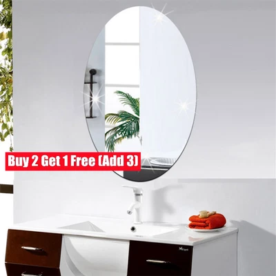 £3.68 • Buy Oval Square Mirror Tiles Wall Sticker Self Adhesive Decor Stick On Art Bathroom.