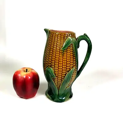 19th C. Majolica Pottery Pitcher Corn On The Cob Motif • $185