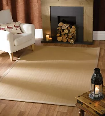 £164.79 • Buy Small - X Large Linen Beige Natural Sisal Jute Flatweave Rugs, Border Non Slip