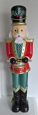 Christmas Plastic Blow Mold Light Up Nutcracker Toy Soldier Drummer Gemmy 24 ... • $49.98