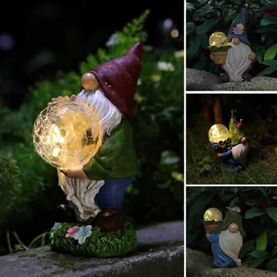 £7.95 • Buy Garden Gnome Statue LED Outdoor Solar Powered Resin Figurine Patio Lawn Yard UK