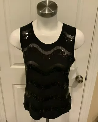 Misook Black Sequin Knit Tank Top Size Small • $42.50