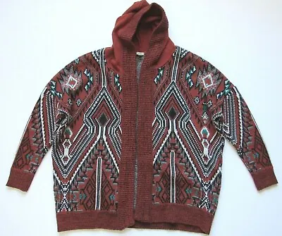 Ecote Urban Outfitters Women's Tribal Print Wrap Cardigan Sweater W/ Hood XS • $16.99