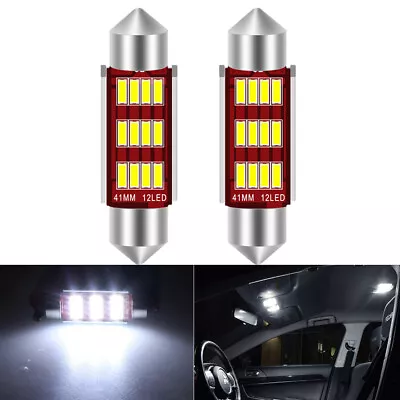 2x White Interior Map Dome Trunk Lights 41mm 42mm 578 211-2 212-2 Festoon Bulbs • $8.91