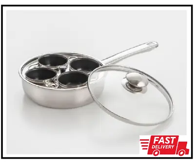 Professional 4-Cup Stainless Steel Egg Poacher With Glass Lid • $24.65