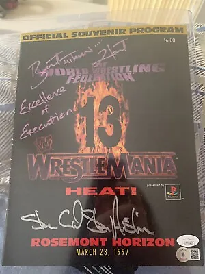 WWF 1997 WrestleMania 13 Program WWE Signed Bret Hart Stone Cold Steve Austin • $1499.95