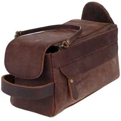 Leather Travel Toiletry Bag For Men Dopp Kit Mens Shaving Bag With Zipper Po... • $29.34