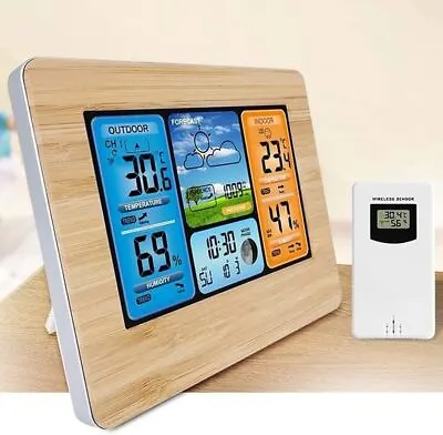 Digital LCD Indoor&Outdoor Weather Station Clock Wireless Calendar Thermometer • £27.89