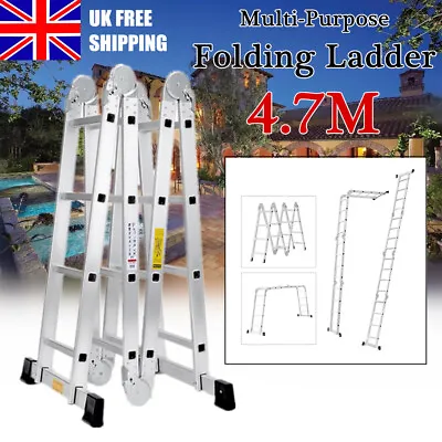 4.7M Multi-function Folding Ladder Herringbone Ladder Home Use Telescopic Ladder • £97.97