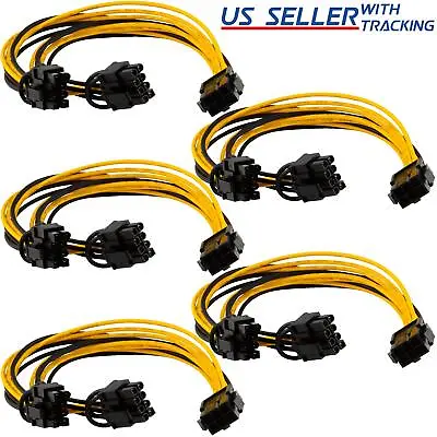 (5-pack) PCI-E 6-pin To 2x 6+2-pin Power Splitter Cable PCIE PCI Express 5X • $10.99