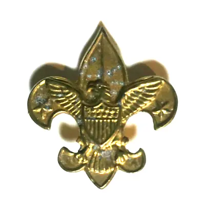 Vintage PAT 1911 Vintage  Scout Pin 1  Gold Tone Fleur De Lis Eagle 2 Stars • $12