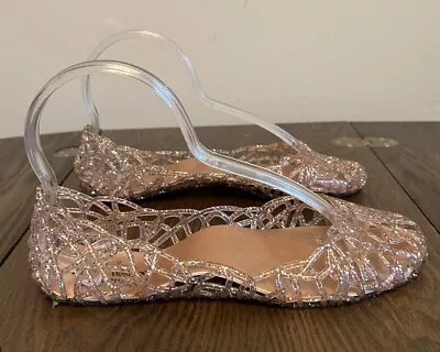 Gold  Glitter Jelly Vivienne Westwood Angliomania By Melissa Shoes Size 7 EU 38 • $29.95