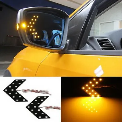 2 Amber 14-SMD LED Arrow Lights For Car Side Mirror Turn Signal Blinker Retrofit • $9.99