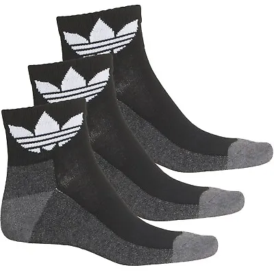 3 Pair Adidas Quarter Length Socks Men's Shoe Size 6-12 Black Gift L10 MP • $14.49