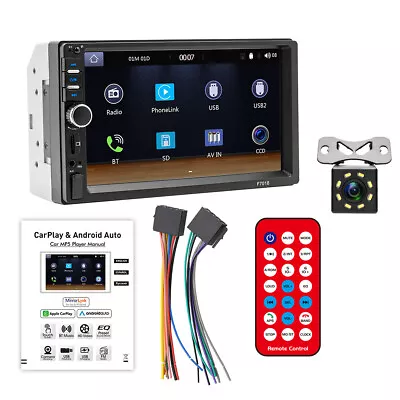 Double DIN Car Radio MP5 Player Touch Screen Bluetooth With 8LED Rear Camera Kit • $68.64