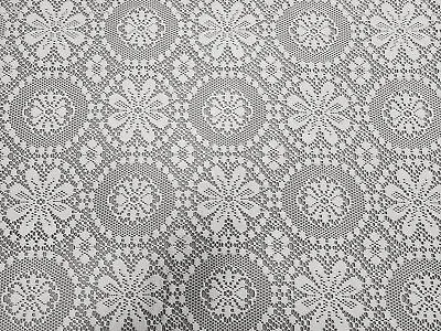 Medallion Heavy Knit Lace Tablecloth 60x84 White Oblong Rectangle Colonial • $29.99