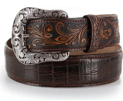 $78 • Buy Tony Lama Men's Pinto Brown Classic Tooled Western Belt, Made In USA -C42335