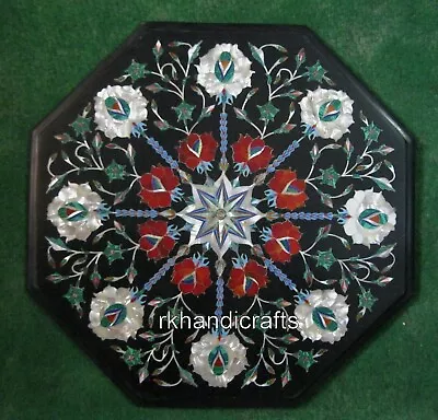 15 X 15 Inches Marble Coffee Table Top Floral Pattern Inlay Work Breakfast Table • £215.52