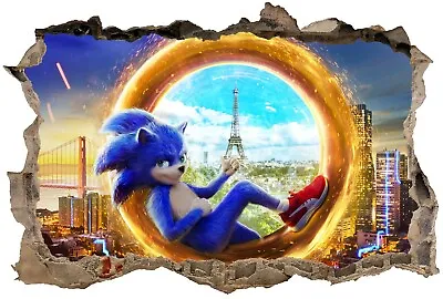 Sonic Wall Art Decal Sticker Kids Room Playroom 3d Decor New Removable 3 Sizes • £4.49