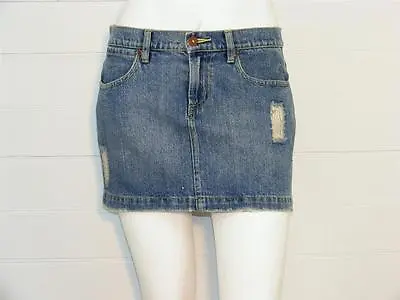 $9.88 • Buy Z CAVARICCI Jean Skirt Blue Denim Distress Mini Skirt, Sz 5 - W31  X L12.5 
