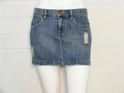 $9.88 • Buy Z CAVARICCI Jean Skirt Blue Denim Distress Mini Skirt, Sz 5 - W31  X L12.5 