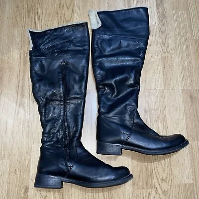 Marta Jonsson Womens Leather High( Over The Knee)Warm Boots Size 7.5 (41) Black • £59