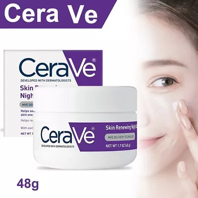 CeraVe Skin Renewing Night Cream Moisturizing Face Cream With Niacinamide-1.7oz • £8.65