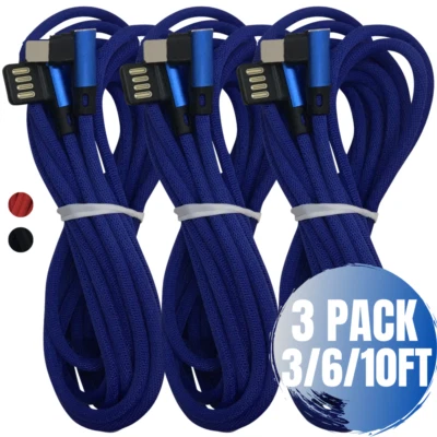 $13.23 • Buy 1M 2M 3M 90 Degree Charging Cable Fast Charger Heavy Duty For IPhone 7 8 Charger