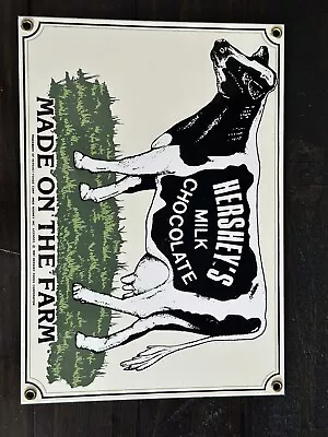Vintage 1991 Ande Rooney Hersheys Milk Chocolate Cow Enamel Porcelain Sign  • $23.79