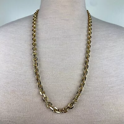 Vintage Signed Les Bernard Heavy Gold Tone Chain Necklace 31  • $30