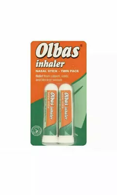 2x Olbas Inhaler Nasal Stick -Blocked Sinuses Cold Flu Hay Fever- Essential Oils • £4.29