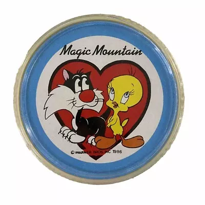 Vintage 1986 Magic Mountain Round Playing Cards In Case Sylvester & Tweety • $7.99