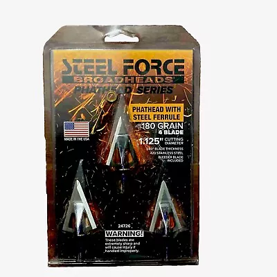 Steel Force Broadhead Phathead Series 180gr 4 Blade 1.125” Cutting Diameter • $29.95