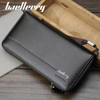 Men's Long Wallet Credit Card Holder Purse Large Capacity Leather Clutch Handbag • $10.19