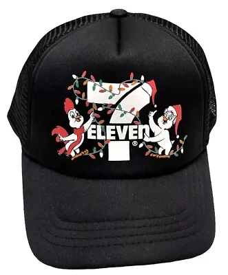 New 7-eleven Limited Holiday Edition Christmas Trucker Mesh Ball Cap Hat Black • $15.96