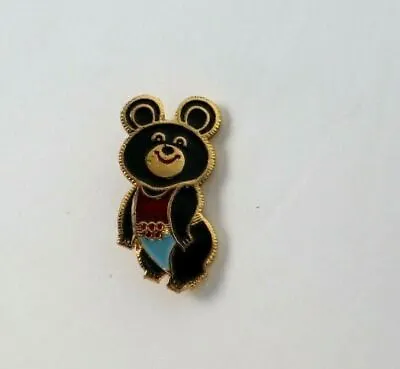 Vintage MOCKBA Misha Bear Olympics Olympic Games Pin Pinback • $5.98