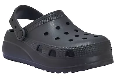 Mens Black Comfy Summer Clogs Holiday Shower Beach Walking Platform Shoes Size • £11.99