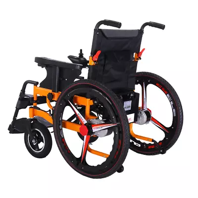 Electric Wheelchair Folding Long Range Lithium Power Motorised Foldable Orange • $950