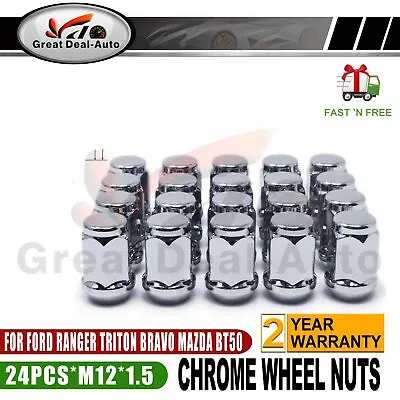24 X M12x1.5 Chrome Wheel Nuts Fits Ford Ranger Triton Bravo BT50 Mazda • $26.99
