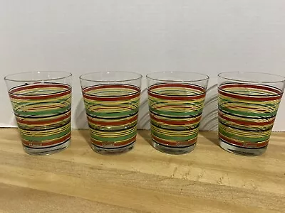 **PRICE DROP**4 Signed TUMBLER Fiesta WARE Libby Mambo Stripes Vintage Retro • $20