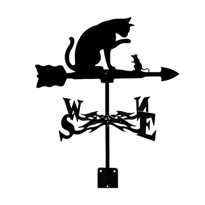 Metal Weather Vane Wind Indicator Weathercock Garden Shed House Decoration Black • £13.79