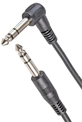 6.35mm Stereo JACK To Right Angled 1/4  Male JACK CABLE 90 Degree Head 2m 6m • £5.49