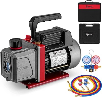$109.99 • Buy 1/4HP HVAC Vacuum Pump, 3.5CFM Single Stage AC Vacuum Pump And Gauge Set 110V