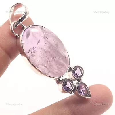 Purple Amethyst Gemstone Handmade Jewelry Silver Plated Mom Gift Pendant 2.4  • $3.99