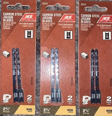 Lot Of 3 ACE HARDWARE BRAND U-Shank Carbon Jig Saw Blades 23174/12TPI 6 Blades • $11.70