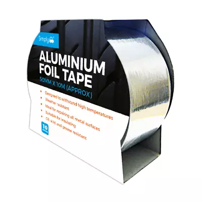 Self Adhesive Silver Repair Aluminium Foil Tape All Metal Surfaces 48MM X 10M • £7.45